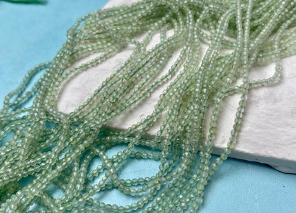 2 mm Faceted Round Tiny Green Prehnite Gemstone Beads Genuine 13 Inches Strand #4646