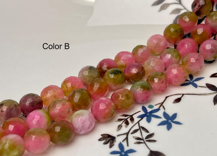 9-10 mm Faceted Round Fire Agate Gemstone Beads Heat Treated Mixed Pink Purple Green Color Agate 15.5 Inches Strand #4623