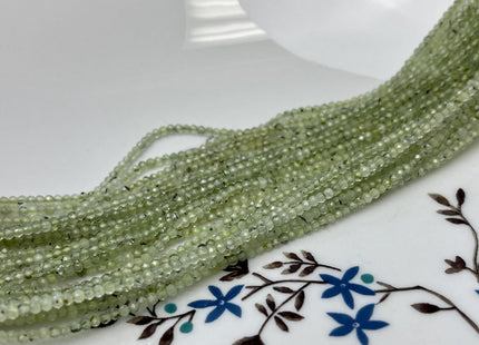 2mm 3mm Faceted Round Tiny Green Prehnite Gemstone Beads Genuine 13 Inches Strand #4647