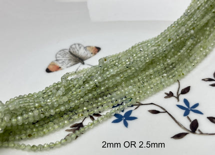 2mm 3mm Faceted Round Tiny Green Prehnite Gemstone Beads Genuine 13 Inches Strand #4647