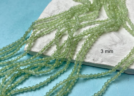 2mm 3mm Faceted Round Tiny Green Prehnite Gemstone Beads Genuine 13 Inches Strand #4647