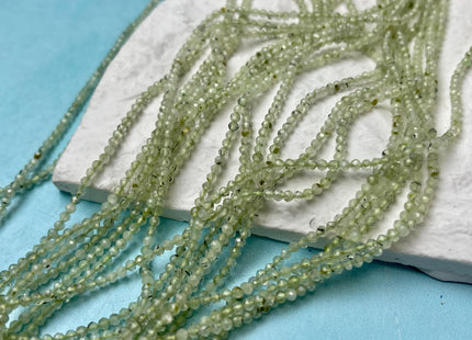 2mm 3mm Faceted Round Tiny Green Prehnite Gemstone Beads Genuine 13 Inches Strand #4647
