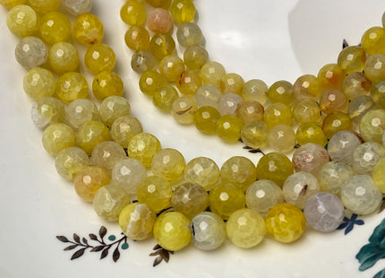 10 mm 12 mm Faceted Round Agate Gemstone Beads Heat Treated Mixed Yellow Color Natural Gemstone Agate 15.5 Inches Strand #4625