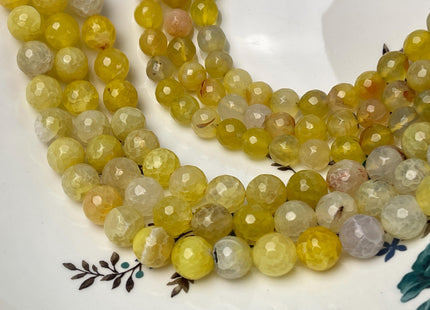 10 mm 12 mm Faceted Round Agate Gemstone Beads Heat Treated Mixed Yellow Color Natural Gemstone Agate 15.5 Inches Strand #4625