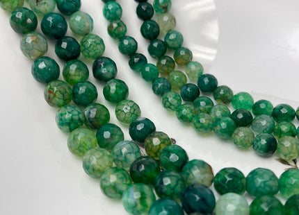 8 mm 10 mm Faceted Round Agate Gemstone Beads Heat Treated Mixed Dark Green Color Natural Gemstone Agate 15.5 Inches Strand #4626