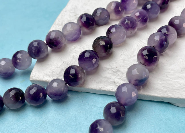 12 mm Faceted Round Agate Gemstone Beads Heat Treated Mixed Multi Purple Color Natural Gemstone Agate 15.5 Inches Strand #4637