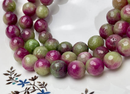 14 mm Faceted Round Agate Gemstone Beads Heat Treated Multi Pink and Green Color Natural Gemstone Agate 15.5 Inches Strand #4639