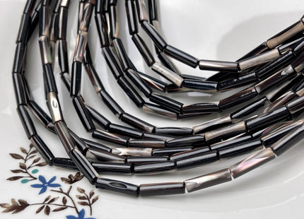 4x13 mm Tube Shape Natural Mother of Pearl Beads Genuine Black Color MOP Loose Beads 15.5 Inches Strand #4641