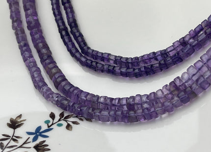 4-5mm Natural Purple Amethyst Smooth Heishi Tyre Gemstone Beads 16 Inches Strand #4663