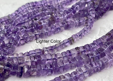 4-5mm Natural Purple Amethyst Smooth Heishi Tyre Gemstone Beads 16 Inches Strand #4663