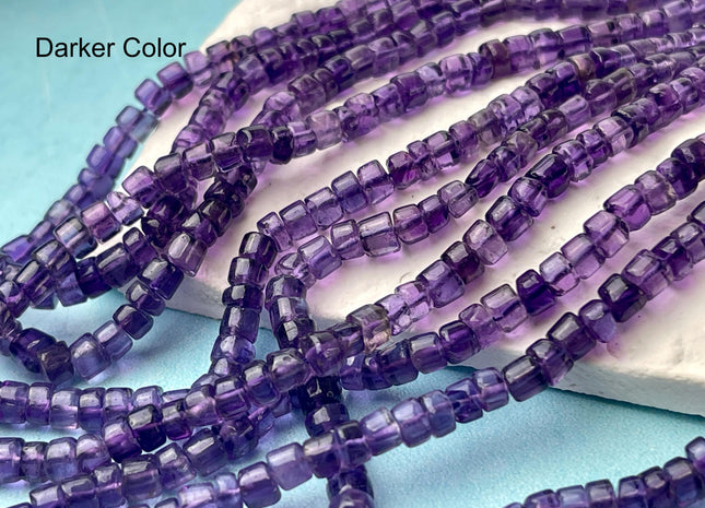 4-5mm Natural Purple Amethyst Smooth Heishi Tyre Gemstone Beads 16 Inches Strand #4663