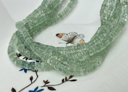 5 mm 6 mm All Natural Green Amethyst Faceted Rondelle Heishi Beads Top Quality Gemstone Loose Beads 4 Inches #4653