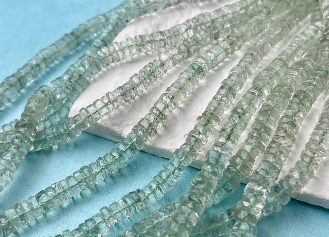 5 mm 6 mm All Natural Green Amethyst Faceted Rondelle Heishi Beads Top Quality Gemstone Loose Beads 4 Inches #4653