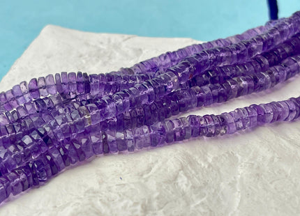 6 mm 7 mm All Natural Purple Amethyst Faceted Rondelle Heishi Beads Top Quality Gemstone Loose Beads 4 Inches #4656
