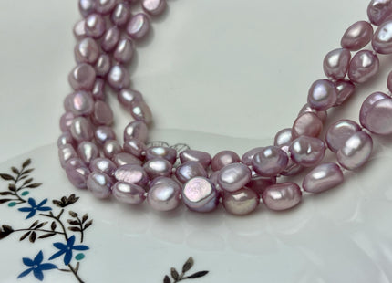 8x10mm 40/54 Or 64 Inches Hand Knotted Lavender Purple Color Rice Nugget Freshwater Pearl Long Necklaces #P2876