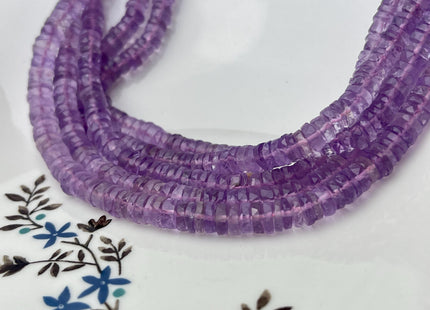 6 mm 7 mm 8 mm All Natural Pink Amethyst Faceted Rondelle Heishi Beads Top Quality Gemstone Loose Beads 4 Inches #4657