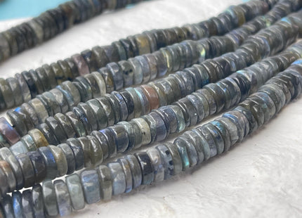 5 mm 6 mm 7 mm 8 mm Natural Labradorite Smooth Heishi Tyre Gemstone Beads 16 Inches Strand #4660
