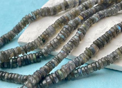 5 mm 6 mm 7 mm 8 mm Natural Labradorite Smooth Heishi Tyre Gemstone Beads 16 Inches Strand #4660
