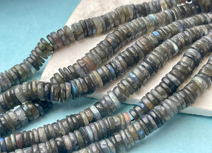 5 mm 6 mm 7 mm 8 mm Natural Labradorite Smooth Heishi Tyre Gemstone Beads 16 Inches Strand #4660