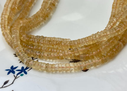 5 mm 6 mm 7 mm All Natural Honey Citrine Faceted Rondelle Heishi Beads Top Quality Gemstone Loose Beads 4 Inches #4655