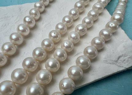 10-11 mm AA Natural White Semi Round Freshwater Pearl Beads Genuine High Luster White Cultured Freshwater Pearls #1651