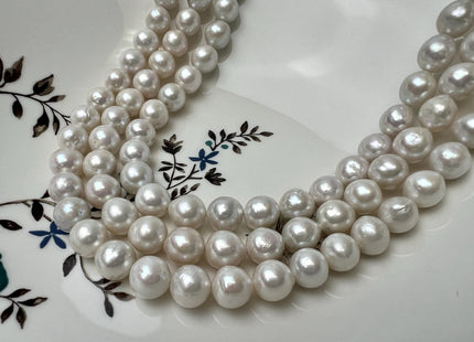 9.5-10 mm AA Natural White Edison Freshwater Pearl Beads High Luster Genuine Baroque Off Round Edison Pearls #P2878