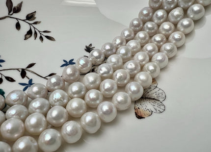 9.5-10 mm AA Natural White Edison Freshwater Pearl Beads High Luster Genuine Baroque Off Round Edison Pearls #P2878
