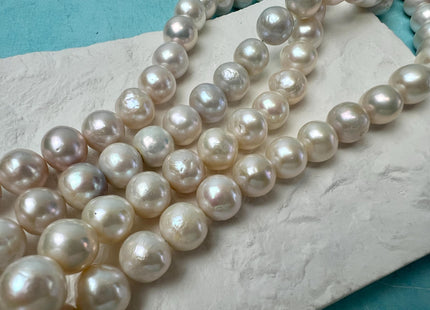 10-11 mm AA Natural White W/Slightly Pink And Gray Luster Edison Freshwater Pearl Beads High Luster Genuine Off Round Edison Pearl #P2877