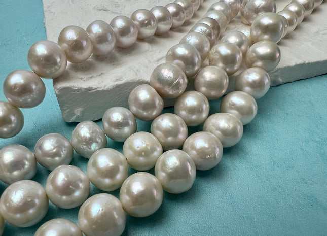 10-11 mm AA Natural White W/Slightly Pink And Gray Luster Edison Freshwater Pearl Beads High Luster Genuine Off Round Edison Pearl #P2877