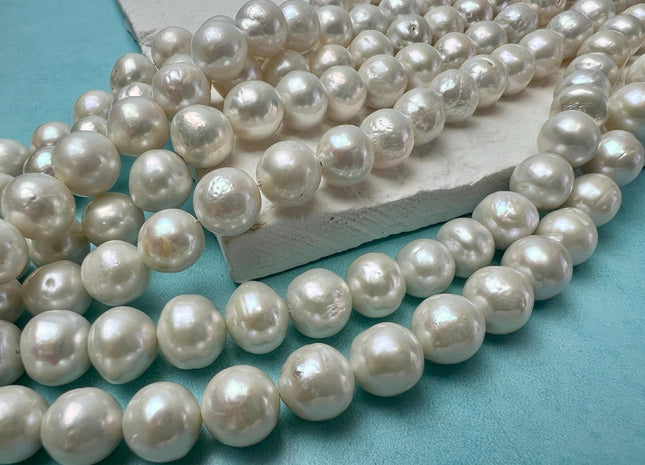 9.5-10 mm Natural White Edison Freshwater Pearl Beads High Luster Genuine Baroque Edison Pearls #P2879