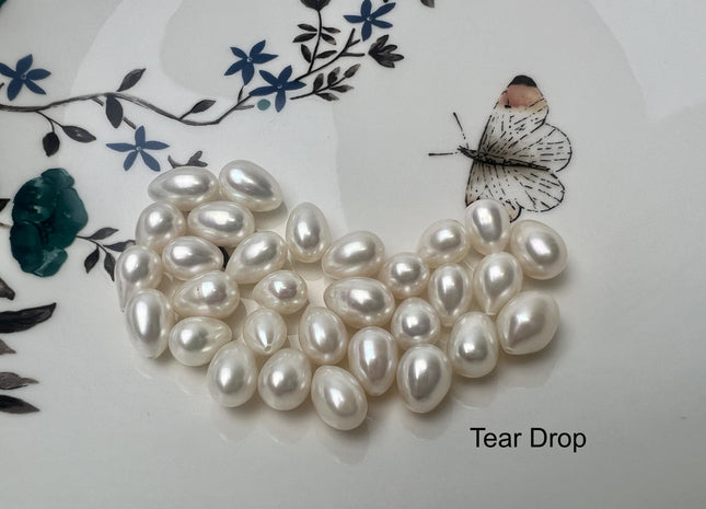 One Piece AAA 7.5x11-13 mm Top Quality High Luster Tear Drop Half Drilled Freshwater Pearls Genuine Natural White Freshwater Pearls #1637