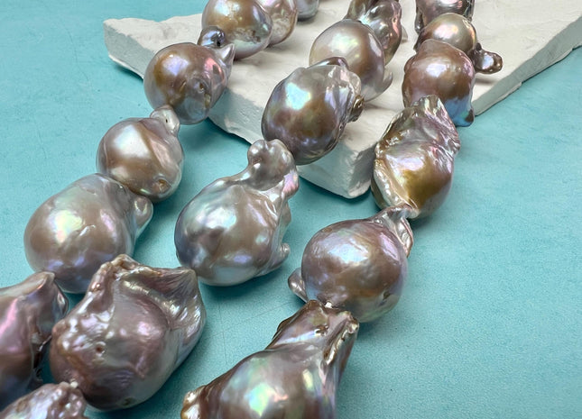 17-18x20-30 AAA Natural Mauve Pink Jumbo Baroque Freshwater Pearl High Luster Quality Genuine Baroque Freshwater Pearl #1518