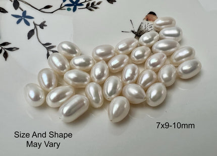 5 Pieces AAA 6.5-7x9-11 mm Top Quality High Luster TearDrop/Oval Half Drilled Freshwater Pearls Genuine Natural Freshwater Pearls #1636