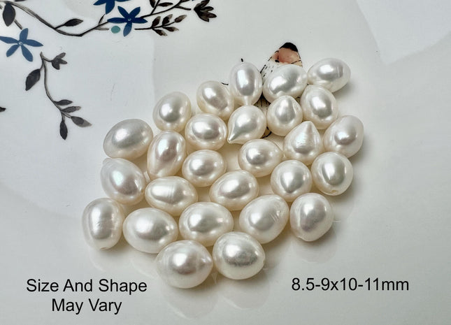 5 Pieces AAA 6.5-7x9-11 mm Top Quality High Luster TearDrop/Oval Half Drilled Freshwater Pearls Genuine Natural Freshwater Pearls #1636
