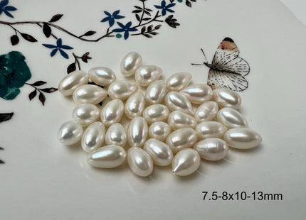 5 Pieces AAA 6.5-7x9-11 mm Top Quality High Luster TearDrop/Oval Half Drilled Freshwater Pearls Genuine Natural Freshwater Pearls #1636