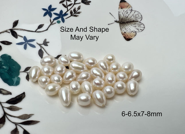 5 Pieces AAA 6.5-7x9-11 mm Top Quality High Luster Tear Drop Half Drilled Freshwater Pearls Genuine Natural White Freshwater Pearls #1636