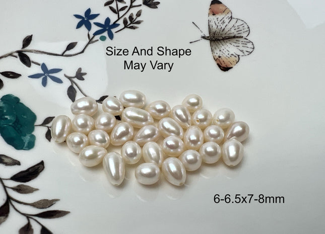 5 Pieces AAA 6.5-7x9-11 mm Top Quality High Luster TearDrop/Oval Half Drilled Freshwater Pearls Genuine Natural Freshwater Pearls #1636