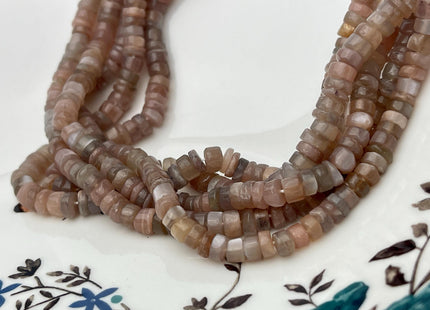 4-6 mm All Natural Smooth Heishi Multi Color Moonstone Bead Genuine Natural Peach Coffee Moonstone 16 Inches #4665