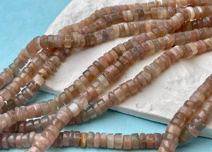 4-6 mm All Natural Smooth Heishi Multi Color Moonstone Bead Genuine Natural Peach Coffee Moonstone 16 Inches #4665