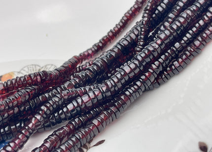 4-7 mm Natural Red Garnet Smooth Heishi Tyre Gemstone Beads 16 Inches Strand #4666