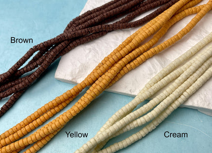 4mm Lava Heishi Rondelle Beads Yellow Pink Green Purple White Brown Cream Color Organic Volcanic Rock Stone Beads 15.5 Inches Strand #4607
