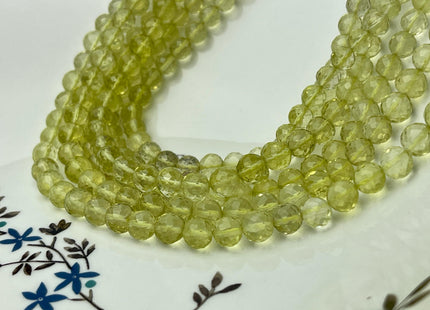 6 mm 7 mm All Natural Lemon Quartz Faceted Round Beads Top Quality Gemstone Loose Beads 5 Inches #4670