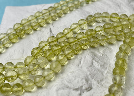 6 mm 7 mm All Natural Lemon Quartz Faceted Round Beads Top Quality Gemstone Loose Beads 5 Inches #4670