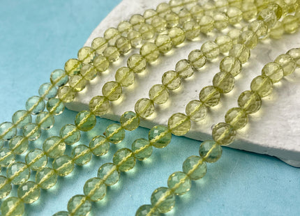 6 mm 7 mm All Natural Lemon Quartz Faceted Round Beads Top Quality Gemstone Loose Beads 5 Inches #4670