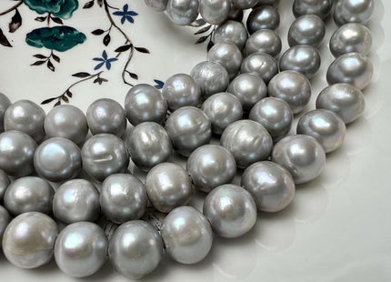 12-14 mm AA Half Strand Gray Color Large Hole Potato Freshwater Pearls Beads Hole Size 2.2 mm Genuine Large Hole Freshwater Pearls #1708