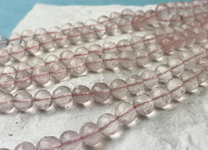 7 mm 8 mm All Natural Rose Quartz Faceted Round Beads Top Quality Gemstone Loose Beads 5 Inches #4672