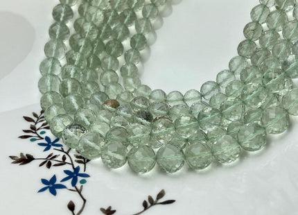 5 mm 6 mm 7 mm 8 mm 9 mm 10 mm All Natural Green Amethyst Faceted Round Beads Top Quality Gemstone Loose Beads 5 Inches #4671