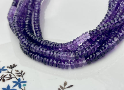 6 mm 7 mm 8 mm All Natural Shaded Purple Amethyst Faceted Rondelle Heishi Beads Top Quality Gemstone Loose Beads 8 Inches #4668