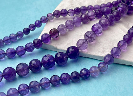 6 mm 7 mm 8 mm 9 mm 10 mm 11 mm All Natural Shaded Purple Amethyst Faceted Round Beads Top Quality Gemstone Loose Beads 5 Inches #4662