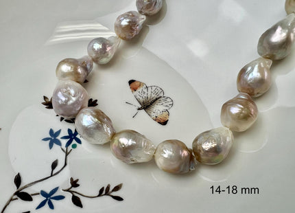 10-13mm 12-15mm Natural Mauve Pink With Iridescent Green Color Baroque Freshwater Pearl Beads Rare High Luster Genuine Baroque Pearls #1588